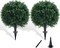 22" Artificial Boxwood Topiary Outdoor Plants with Spike, 2 Pack Faux Bushes UV Resistant Fake Shrubs for Front Porch Décor